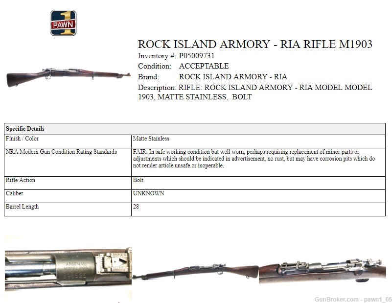 Rock Island Armory RIA M1903 Bolt Action Rifle Manufactured 1919-img-10
