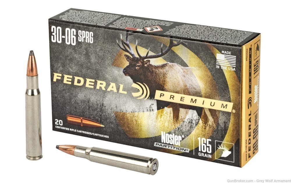 Federal Nosler Partition 30-06 Springfield Ammo 165 Grain 20 Rounds-img-0