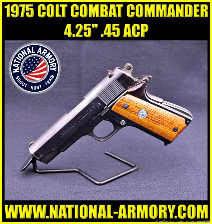 1975 COLT COMBAT COMMANDER 1911 45 ACP 4.25" BLUED M1911 COLT MFG 45 AUTO-img-0