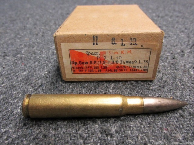 WWII GERMAN 8mm MAUSER AMMO S.m.K.H. TUNGSTEN CORE-ARMOR PIERCING-RARE-img-10