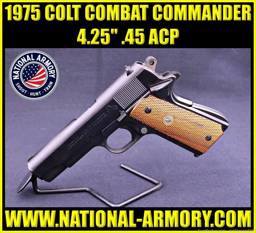 1975 COLT COMBAT COMMANDER 1911 45 ACP 4.25" BLUED M1911 COLT MFG 45 AUTO-img-0
