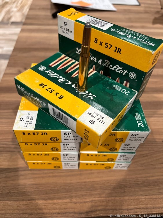 Sellier & Bellot 8x57 JR  (IRS/JRS Rimmed) .318 Loaded Ammo (10 Full Boxes)-img-0
