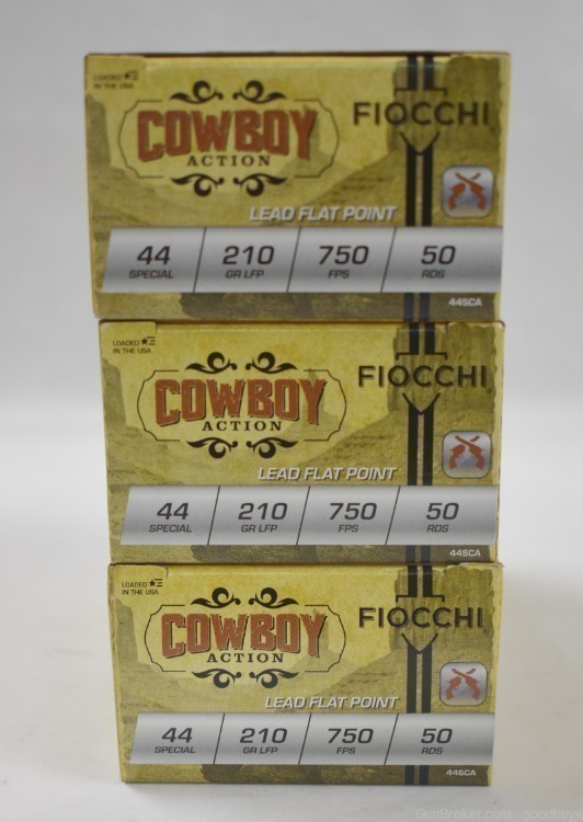 FIOCCHI COWBOY 44 SPECIAL 210 GR LFP 44SCA 3 BOXES 150 ROUNDS AMMO SALE -img-1