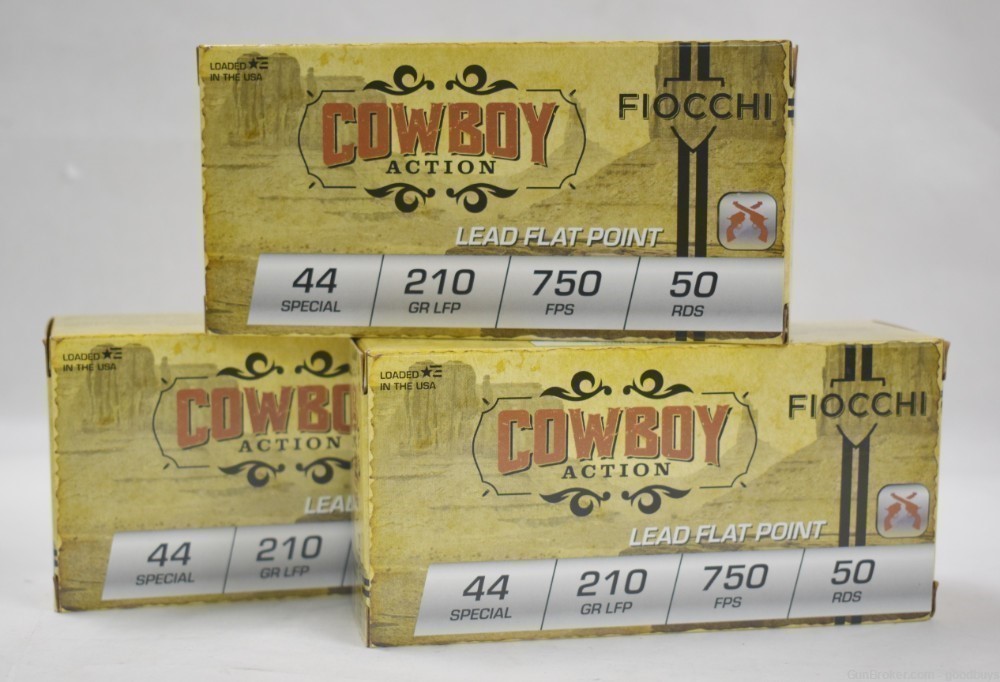 FIOCCHI COWBOY 44 SPECIAL 210 GR LFP 44SCA 3 BOXES 150 ROUNDS AMMO SALE -img-0