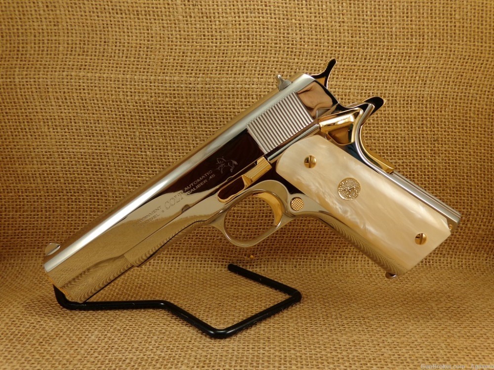 Colt Government 45acp Bright Nickel and Gold-img-0