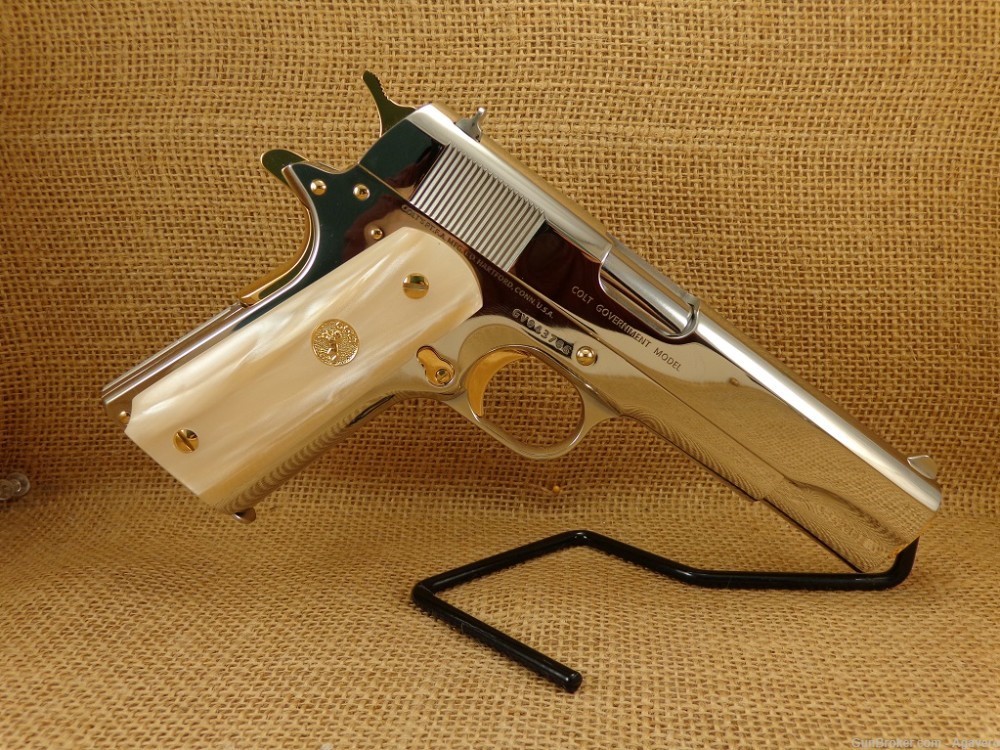 Colt Government 45acp Bright Nickel and Gold-img-2