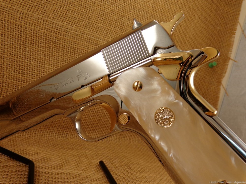 Colt Government 45acp Bright Nickel and Gold-img-7
