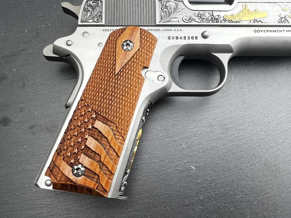 Colt 1911 .45 ACP Custom Engraved Gold Plated Altamont D-Day Commemorative-img-10