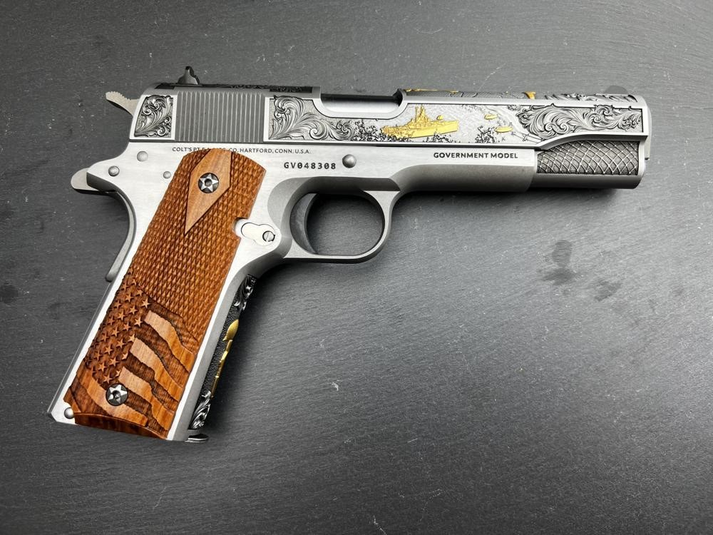Colt 1911 .45 ACP Custom Engraved Gold Plated Altamont D-Day Commemorative-img-6