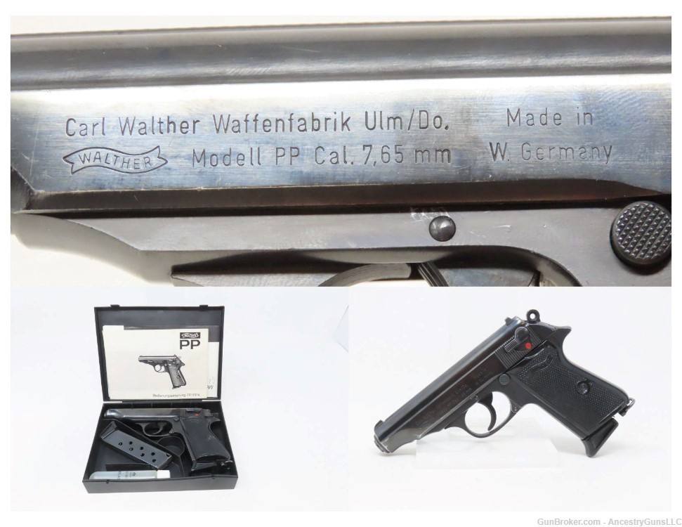 c1975 mfr COLD WAR WEST GERMAN WALTHER PP Pistol .32 ACP in BOX 2 Magazines-img-0