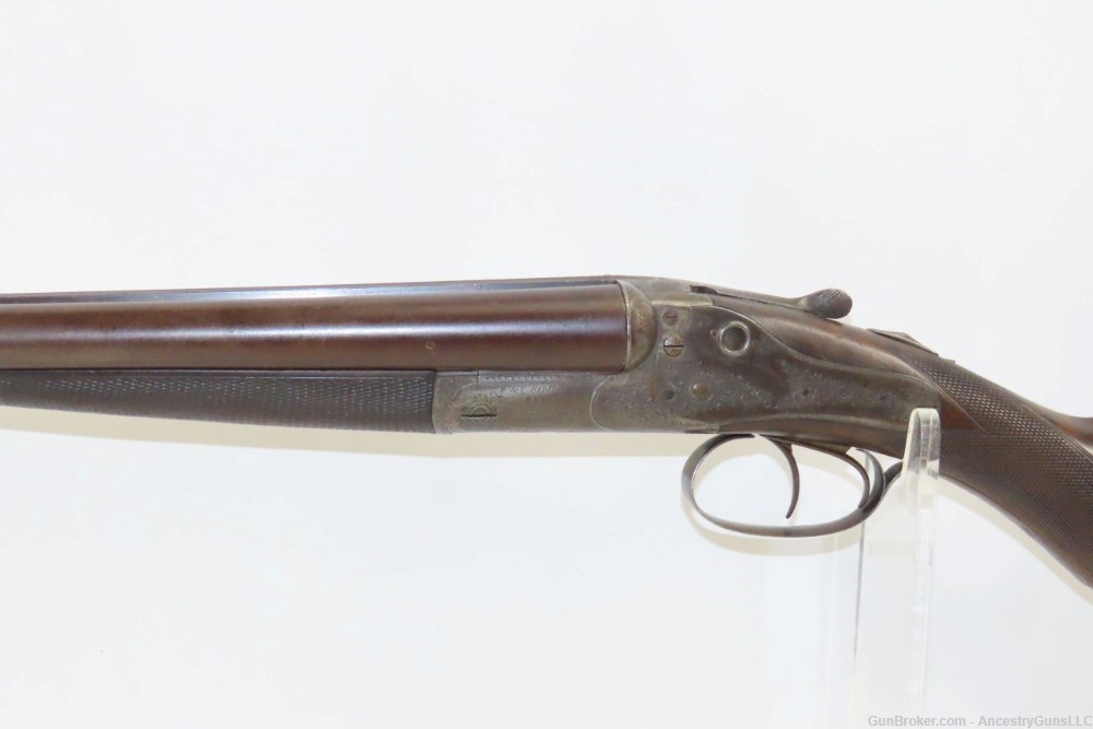 ENGRAVED Antique W & C SCOTT & SON 16 Gauge Side x Side HAMMERLESS Shotgun -img-3
