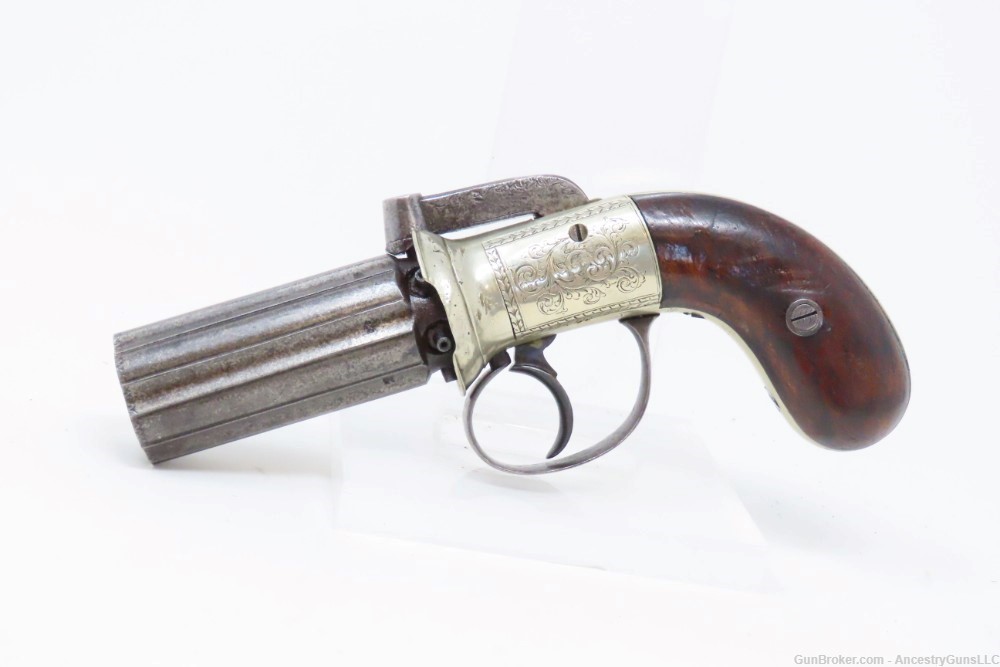 BRITISH PROOFED Antique .31 Cal. Bar Hammer Percussion PEPPERBOX Revolver  -img-1