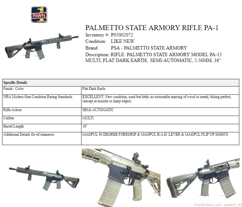Palmetto State Armory PSA PA-15 Semi Auto 5.56 Rifle W/ Magpul Furniture-img-8