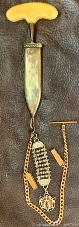 1850’s Push Dagger. Riverboat Gambler Knife. Engraved Riverboat sheath. . -img-0