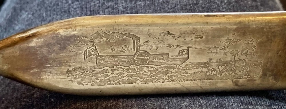 1850’s Push Dagger. Riverboat Gambler Knife. Engraved Riverboat sheath. . -img-1