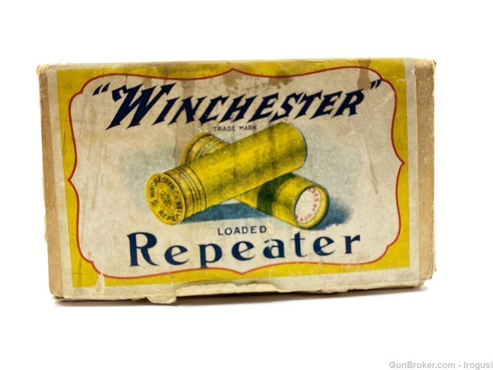 1911 Winchester Repeater Paper Shotshell FULL Vintage 2 Piece Box 25 Rounds-img-3