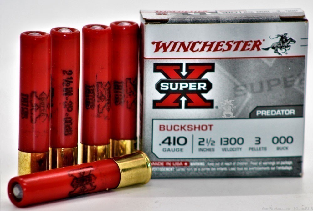 410 Winchester SUPER-X  Predator 000 Buck Shot 410 2.5"  3 Pellet  5 Rounds-img-0
