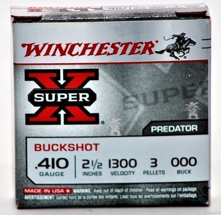 410 Winchester SUPER-X  Predator 000 Buck Shot 410 2.5"  3 Pellet  5 Rounds-img-2