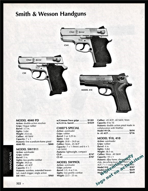 2005 SMITH & WESSON Chiefs Special CS9 CS45 and 410 Pistol PRINT AD-img-0