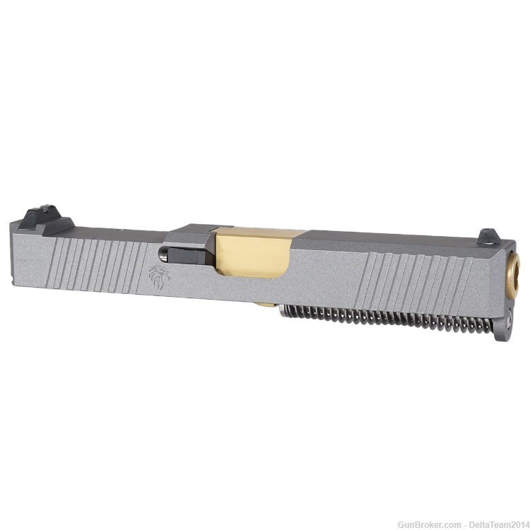 Complete RMR Pistol Slide for Glock 19 - PVD Gold Barrel - Cerakote Slide-img-0