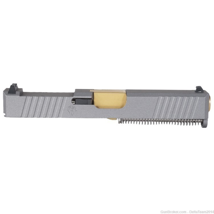 Complete RMR Pistol Slide for Glock 19 - PVD Gold Barrel - Cerakote Slide-img-1