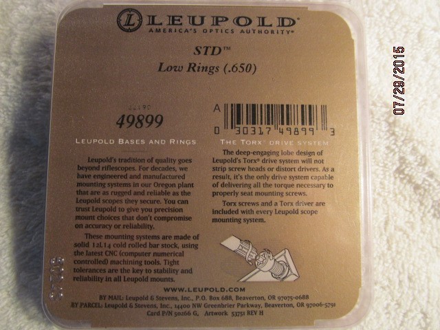 Leupold #49899 STD Silver 1" Low Rings-img-1