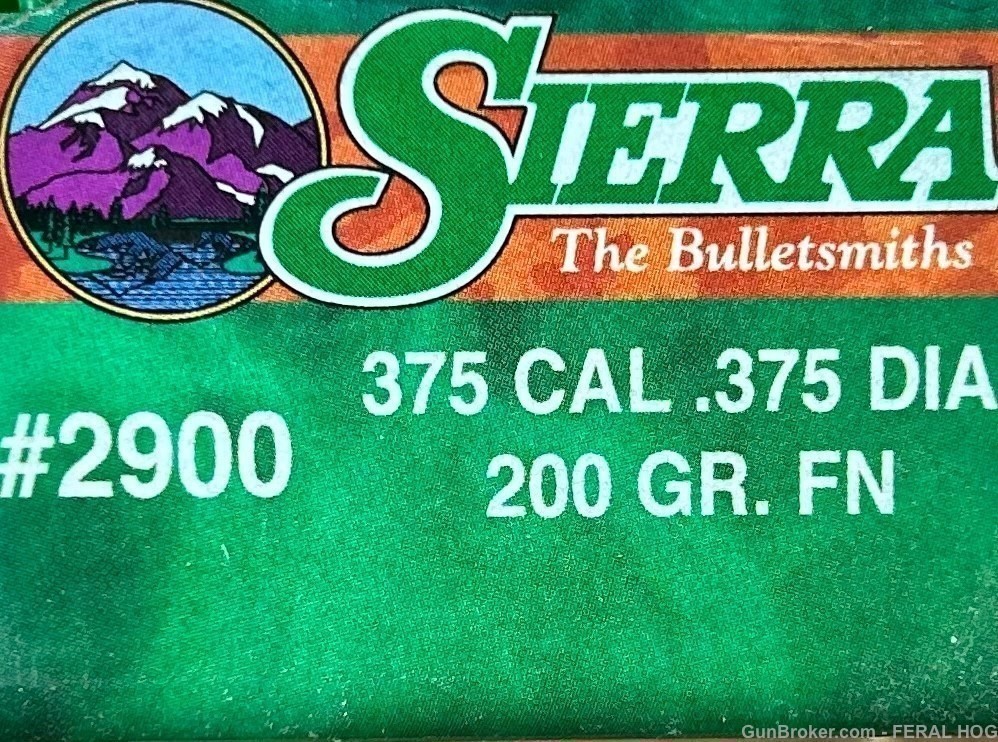 Sierra 200gr FN 375 Bullets Winchester 375 cal dia-img-0