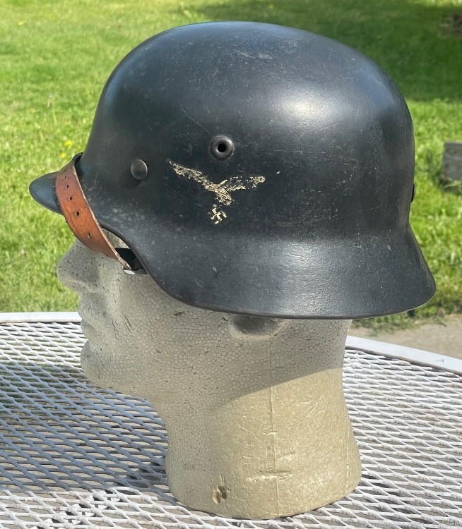 WWII WW2 German Luftwaffe M-40 Combat Helmet with Matching Liner Chin Strap-img-0