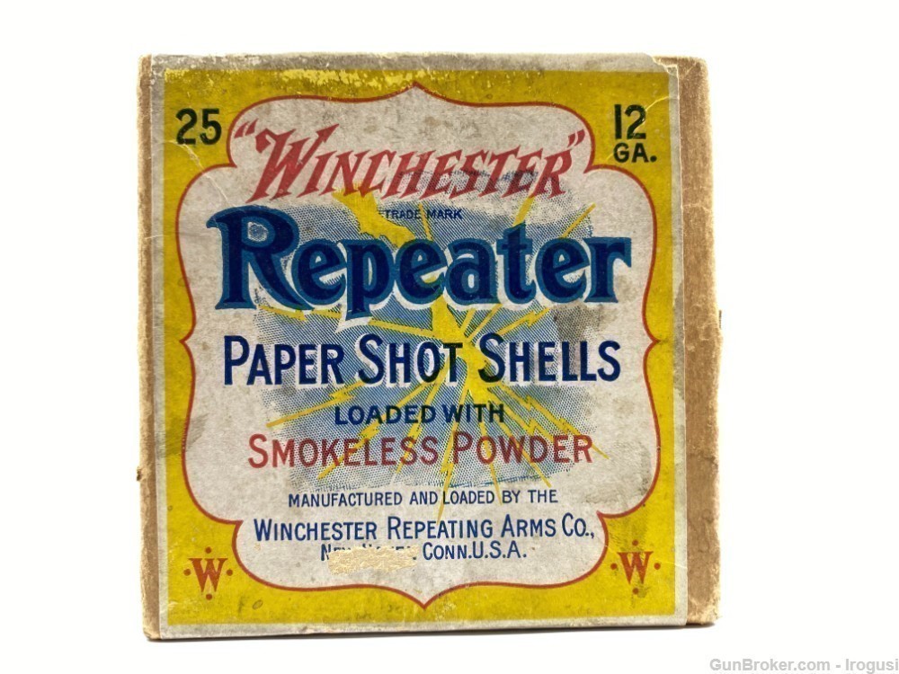 1911 Winchester Repeater Paper Shot Shell Vintage 2 Piece Box 21 Rounds-img-0
