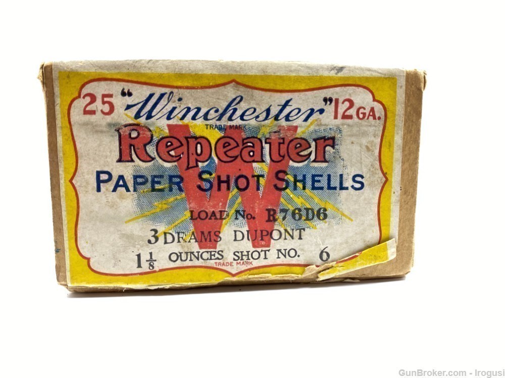 1911 Winchester Repeater Paper Shot Shell Vintage 2 Piece Box 21 Rounds-img-1