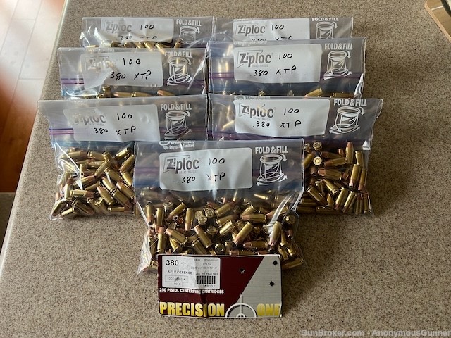 700 Rounds NEW Precision ONe 380 ACP 90 Grain Hornady XTP/HP Bullets-img-0