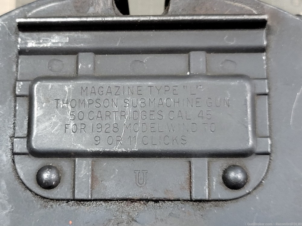 WWII Thompson TYPE L DRUM MAGAZINE, Universal Stamping Co Original & Mint!-img-1