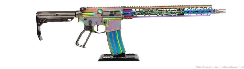 NEW ONE-OF-A-KIND Deluxe Arms Turquoise PVD Plated Engraved AR-15 5.56 NATO-img-2