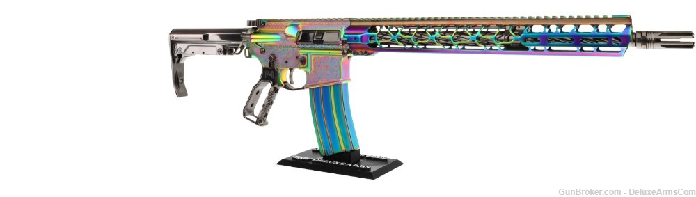 NEW ONE-OF-A-KIND Deluxe Arms Turquoise PVD Plated Engraved AR-15 5.56 NATO-img-3