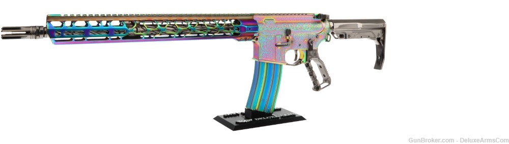 NEW ONE-OF-A-KIND Deluxe Arms Turquoise PVD Plated Engraved AR-15 5.56 NATO-img-7