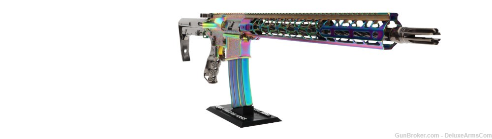 NEW ONE-OF-A-KIND Deluxe Arms Turquoise PVD Plated Engraved AR-15 5.56 NATO-img-4