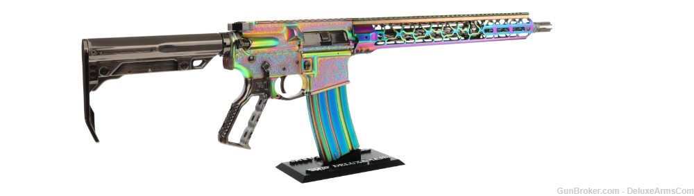 NEW ONE-OF-A-KIND Deluxe Arms Turquoise PVD Plated Engraved AR-15 5.56 NATO-img-13