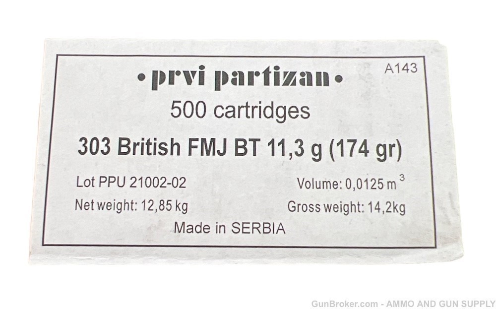 PRVI PARTIZAN 303 BRITISH 174 GRAIN FMJ BT - 500 RNDS - AMMUNTION-img-6
