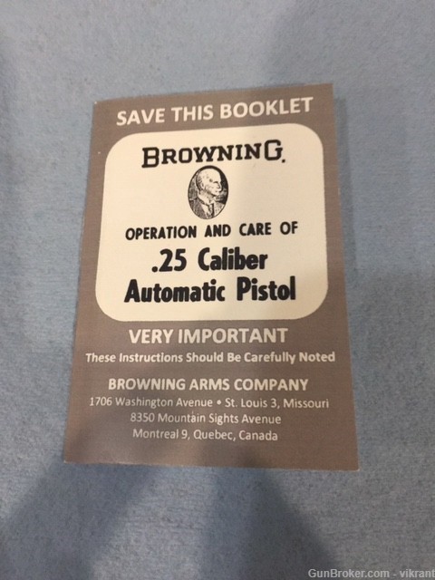 Browning Baby .25 Caliber Manual -img-0