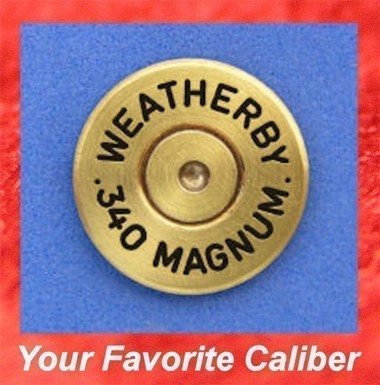 Weatherby 340 MAGNUM Brass Cartridge Hat Pin  Tie Tac  Ammo Bullet-img-0