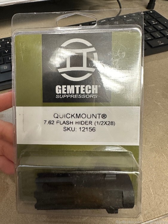 GemTech QuickMount 7.62 Flash Hider 1/2x28 NEW FastShipNoCCFee 12156-img-0