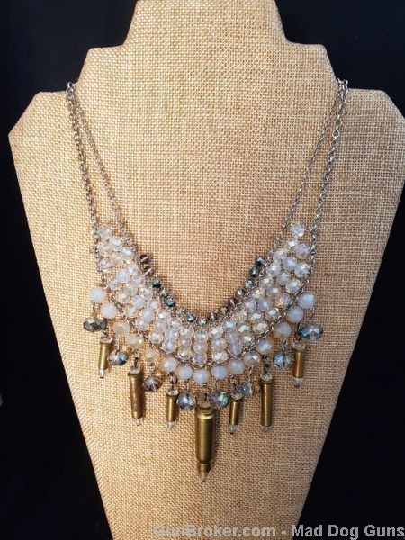 Bullets, Crystals & Bling Necklace. Handmade. 1 of a Kind. N1. *REDUCED*-img-0