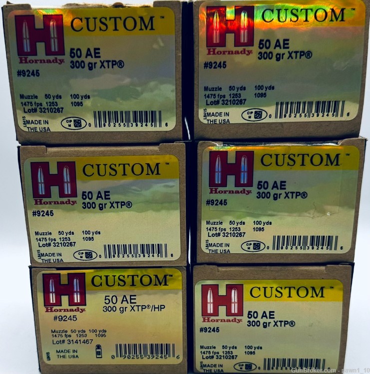Hornady Custom 50 AE 300 grain XTP 20 rounds Boxes (6 BOXES)-img-1