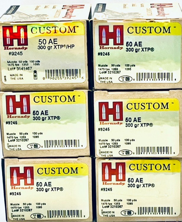Hornady Custom 50 AE 300 grain XTP 20 rounds Boxes (6 BOXES)-img-6