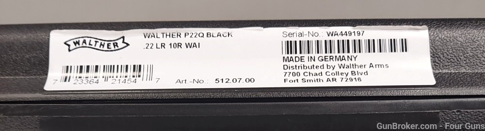 Walther P22Q .22LR Semi-Auto Pistol 10rds 3.42" 5120700-img-2
