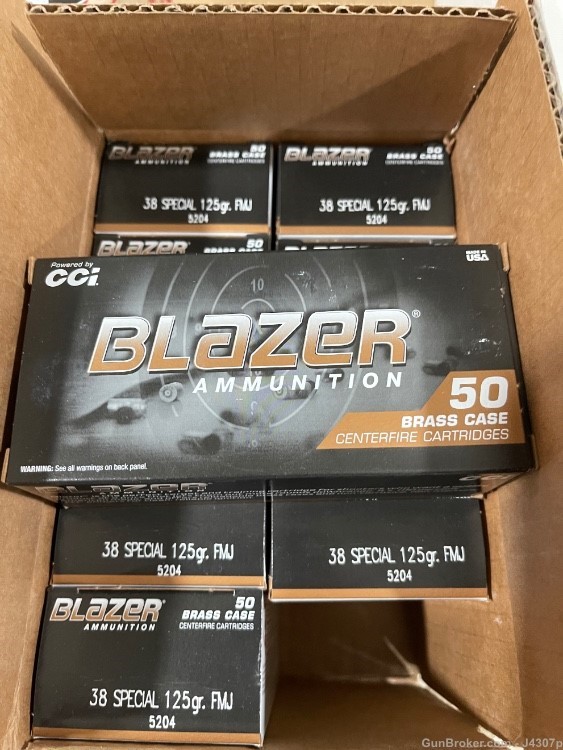 Blazer ammunition 5204  .38 Special 125 grain FMJ 250 rds 5 boxes of 50 rds-img-0
