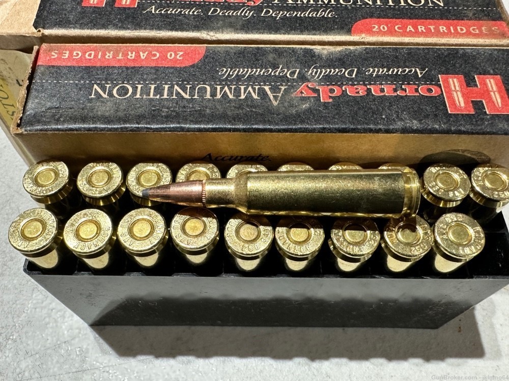 40 rounds of Hornady 250 Savage 100 grain InterLock brass cased rifle ammo-img-1