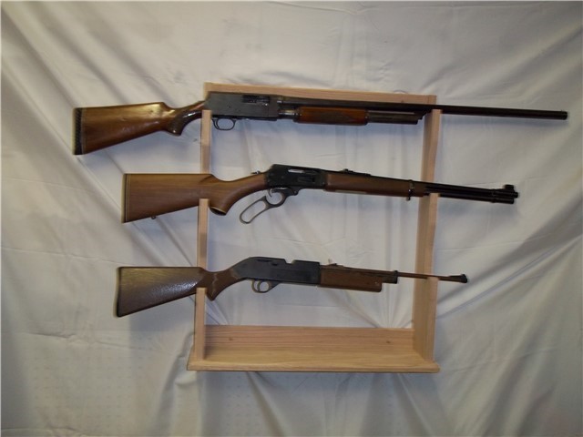 3 Gun Rack for Wall, Mantle or Trade Show Unfinished-img-1