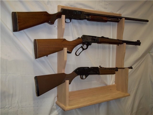 3 Gun Rack for Wall, Mantle or Trade Show Unfinished-img-0
