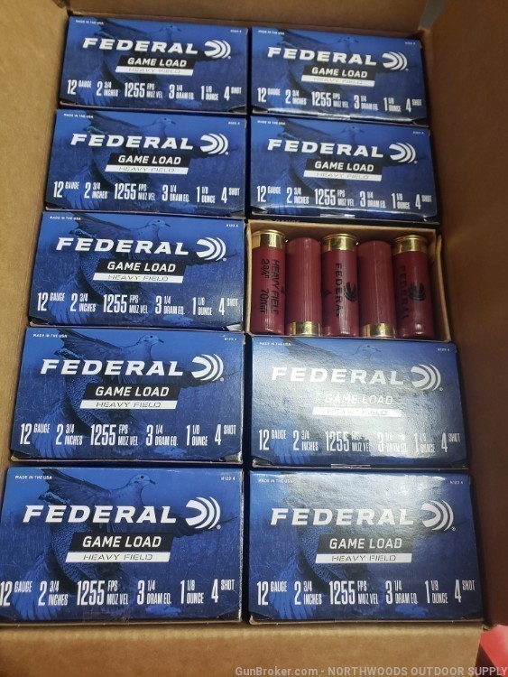 250 rounds Federal Game Load 12ga 4 shot 2 3/4 in-img-0